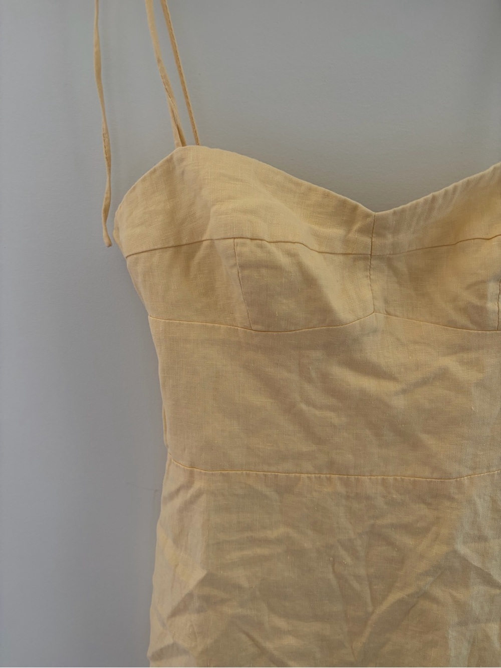 Amanda Uprichard x REVOLVE 90ies Y2K Linen Mini Dress in Pale Yellow, M - Picture 3 of 12